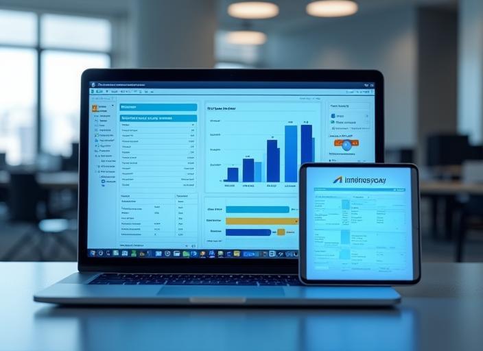 Screenshot di Sistema di gestione hotel su laptop e tablet